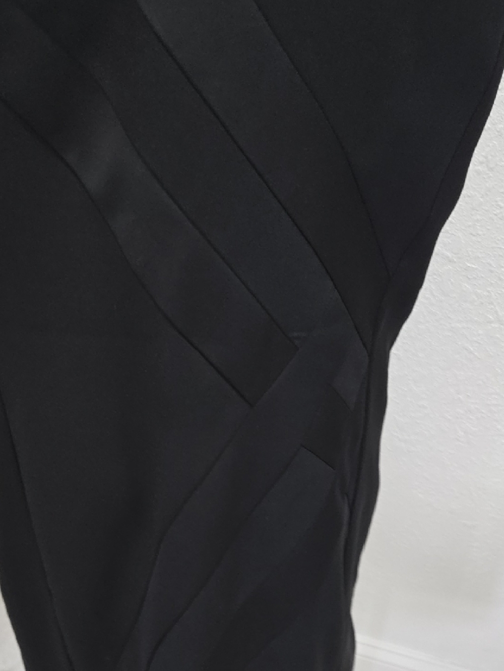 White House Black Market Black Sleeveless Mini Dress with Satin Diagonal Straps - Picture 6 of 6